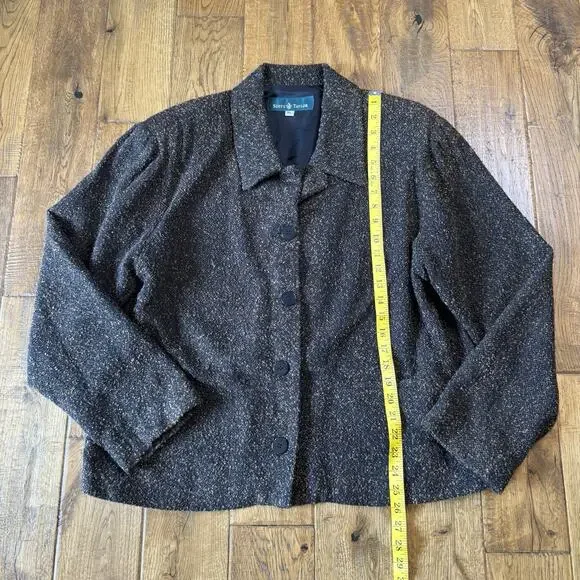 VTG Scott Taylor Womens Black Tweed Knit Blazer Jacket Size XL Button Front - Picture 3 of 6